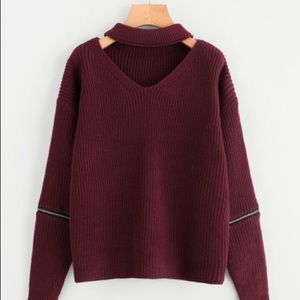 MAROON CHOKER SWEATER
